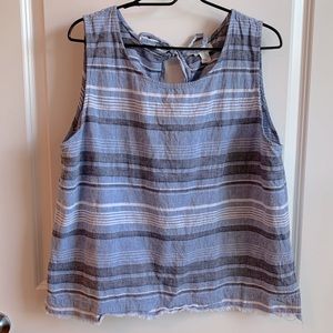 Chambray Sleeveless Striped Back Tie Top